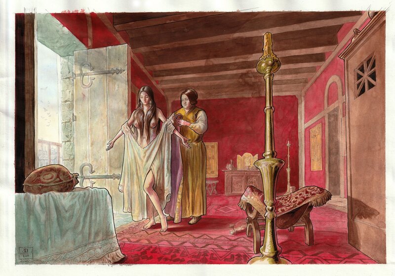 En vente - Dan Ianos, La Croix sanglante - L'habillage - Illustration originale