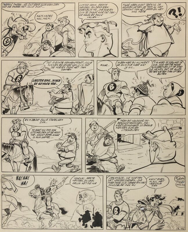 Albert Uderzo, Jean-Michel Charlier, Belloy (T4) - L'Homme qui avait peur de son ... ombre - Planche originale