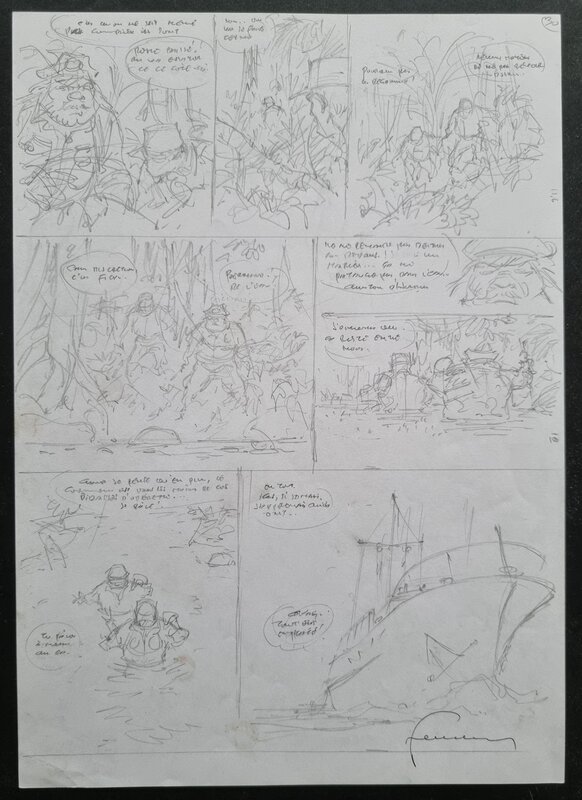 Hermann, Bernard Prince T18 - crayonné planche - Planche originale