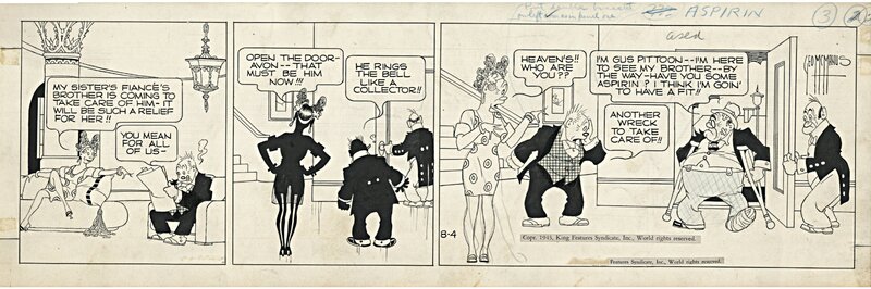 George McManus, Bringing Up Father (la Famille Illico) -  Strip du 04-08-1943 - Planche originale