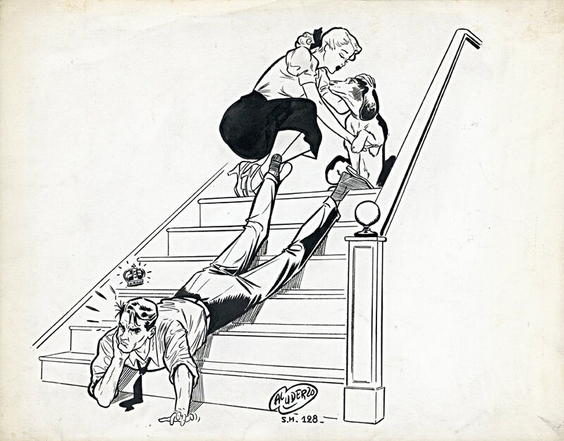 Sa majesté mon mari et son chien (UDERZO 1952) - Illustration originale