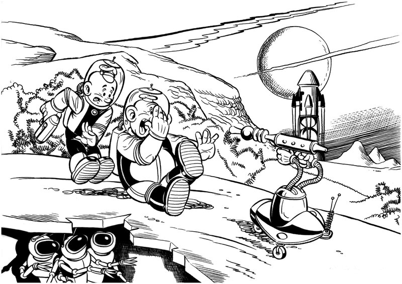 Wojtek Olszówka, Janusz Christa, Kaytek et Koko dans l'espace - Original Illustration
