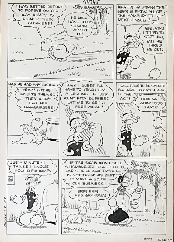 Bud Sagendorf, Popeye #8 Histoire Page 4 - Planche originale