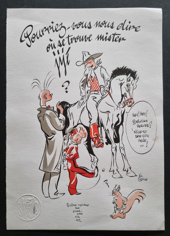 Al Severin, Jijé, Spirou et Fantasio - illustration en couleurs - Original Illustration