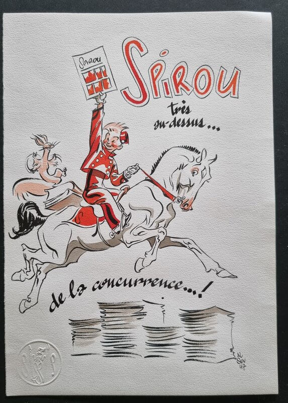 Al Severin, Spirou - illustration en couleurs - Illustration originale