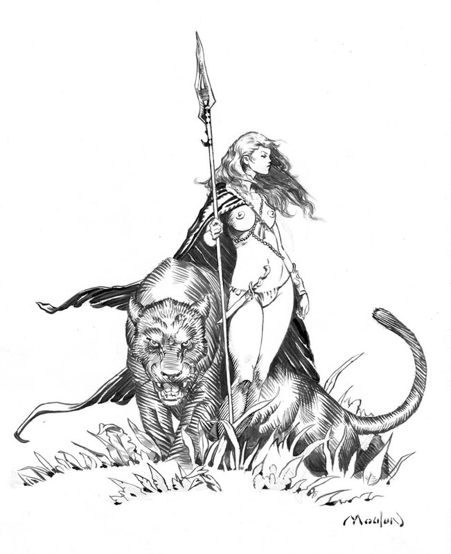 Princess and cat by Régis Moulun - Original Illustration