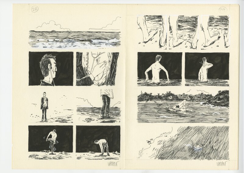 (2008) Vassant - L' accablante apathie des dimanches à rosbif - Double planche originale 212 et 213 - Planche originale