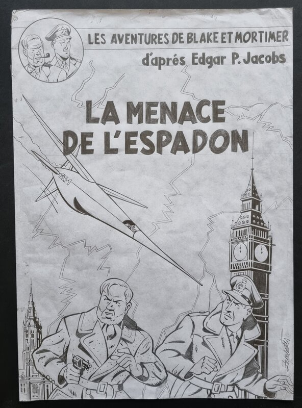 Slavisa Cirovic, Edgar Pierre Jacobs, Menace de l'espadon - Blake et Mortimer - projet de couverture - Couverture originale