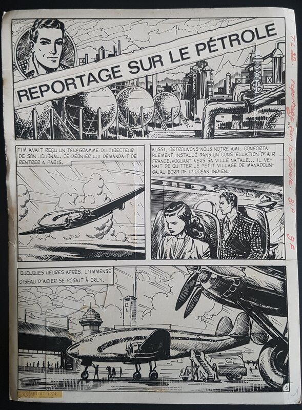 Bob Leguay, Tim L'Audace - Reportage sur le Pétrole - planche 01 - Planche originale