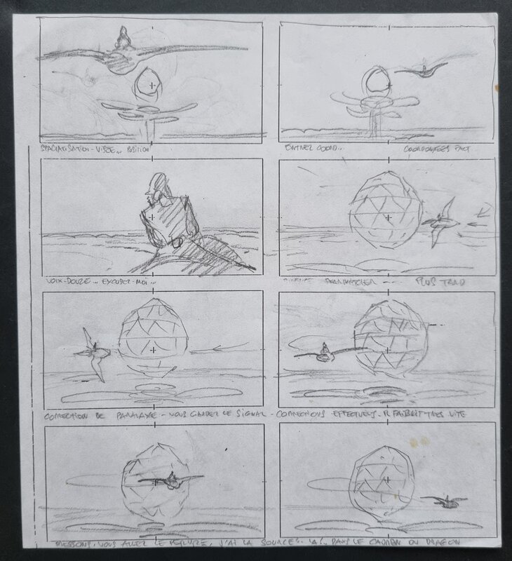 Moebius, Starwatcher Arzach le film - crayonné de planche du storyboard - Planche originale