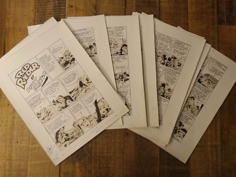 For sale - 10 planches  RED RYDER (bromures Fred HARMAN + encre de chine studio) - Comic Strip