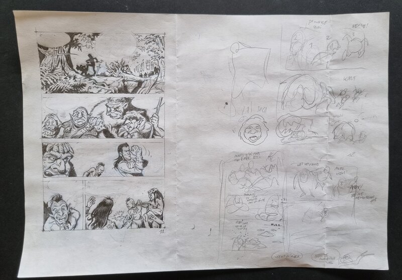 Alain Ayroles, L'invincible - The original II - dessin et crayonné préparatoire d'une planche - Planche originale