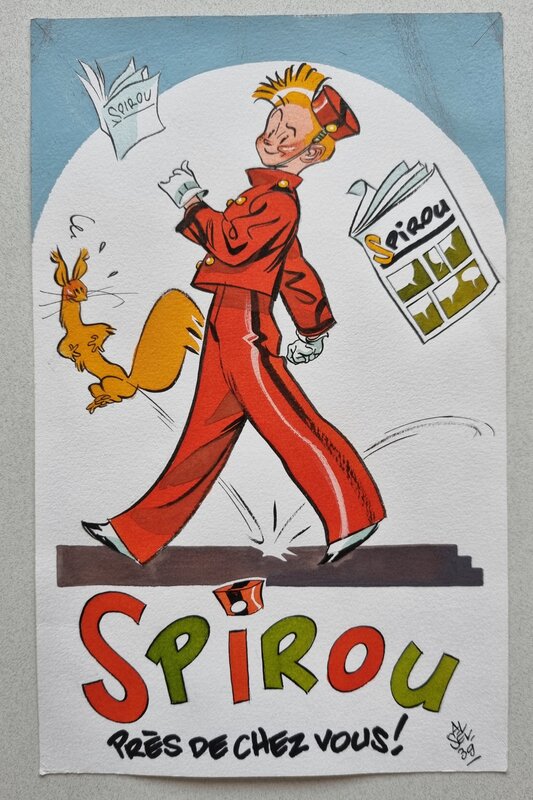 Al Severin, Spirou - illustration en couleurs - Illustration originale