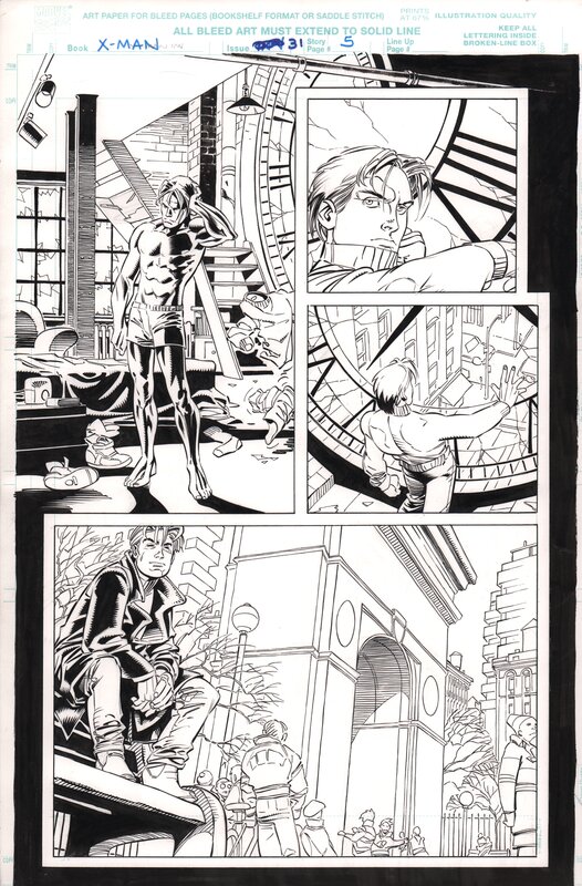 Xman #31 page n.5 par Rick Leonardi, Dan Green - Planche originale
