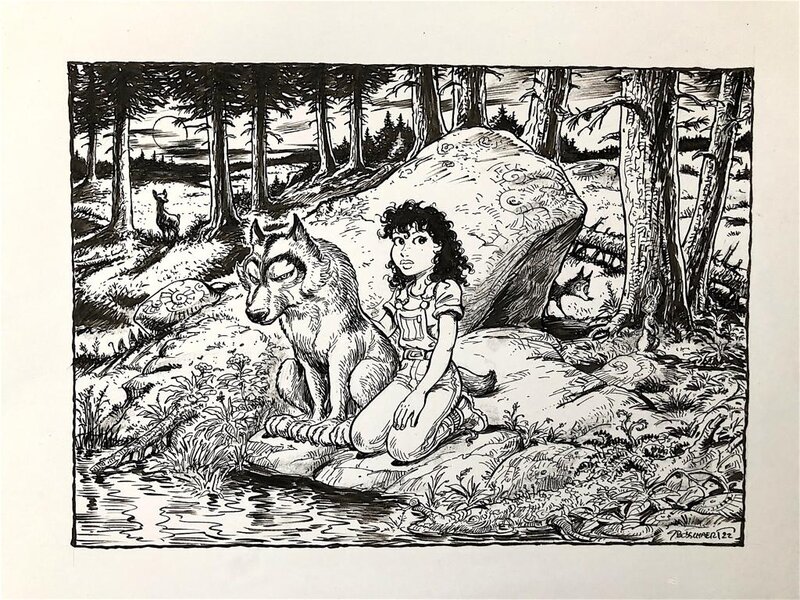 Sam et loup by Jan Bosschaert - Original Illustration
