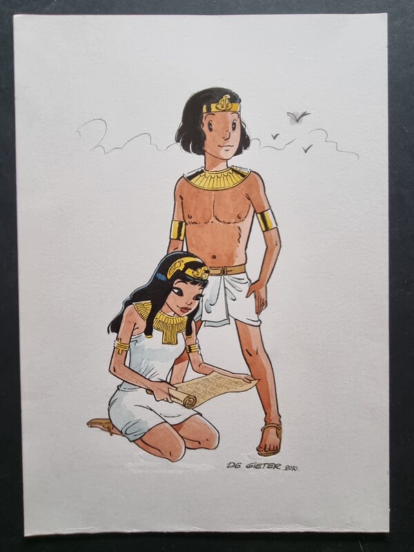 Lucien De Gieter, Papyrus - illustration en couleurs - Original Illustration