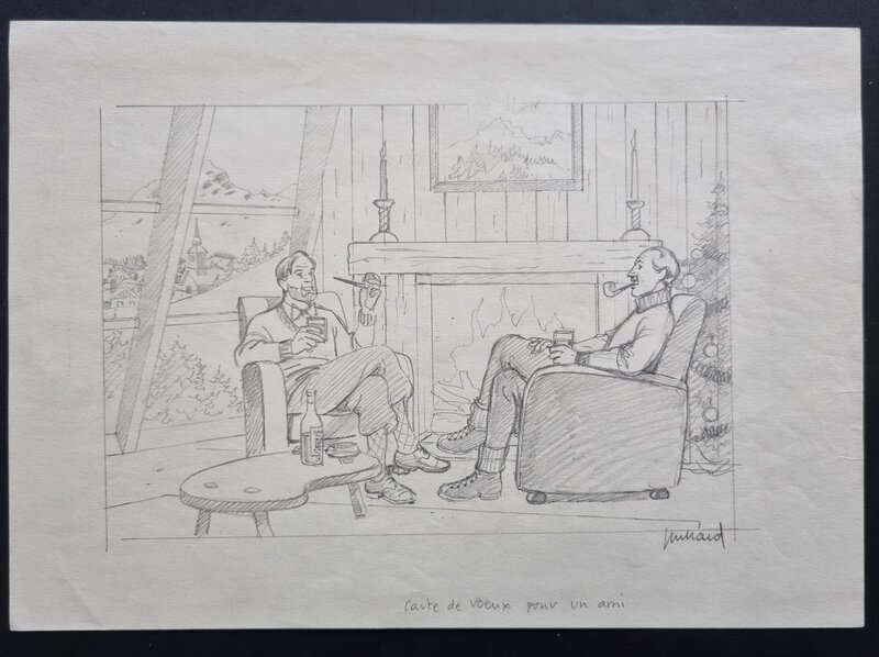 André Juillard, Edgar Pierre Jacobs, Blake et Mortimer - Happy new year - crayonné - Original Illustration