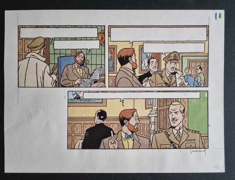 André Juillard, Edgar Pierre Jacobs, Blake et Mortimer - publicité Citroen Xsara - planche en couleurs - Planche originale