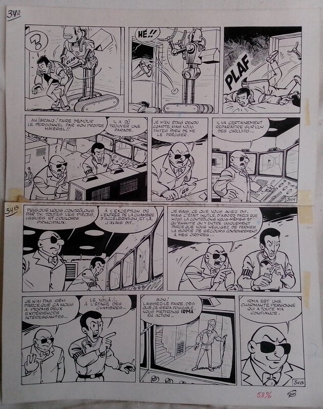 Gos, Maurice Tillieux, Gil Jourdan et les fantômes - Planche originale