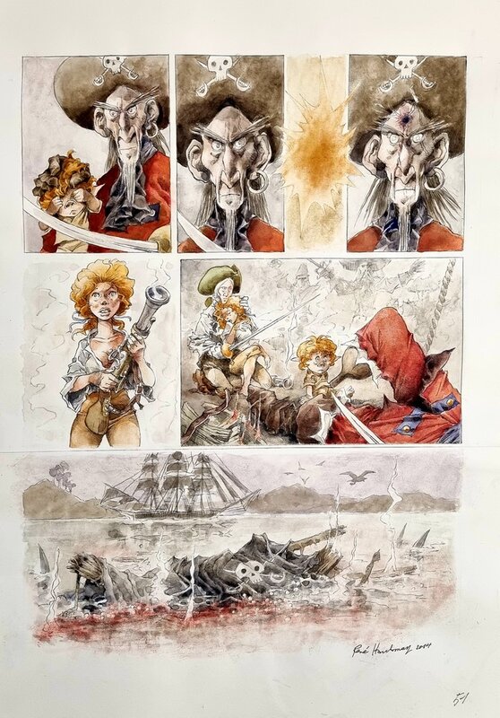 Capitaine Trèfle par René Hausman - Planche originale