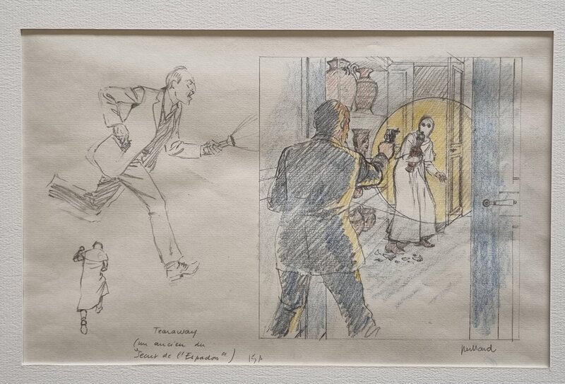 André Juillard, Edgar Pierre Jacobs, Blake et Mortimer - crayonné en couleurs - Original Illustration