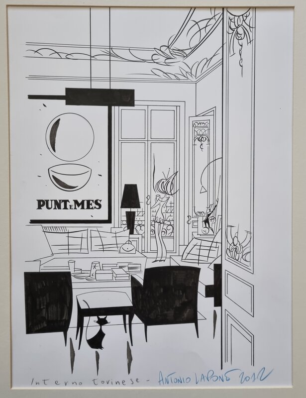 Antonio Lapone, Interno torinese - illustration pour une sérigraphie - Original Illustration