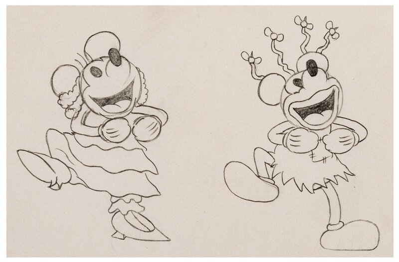 Mickey's Mellerdrammer Minnie Mouse and Mickey Mouse Animation Drawing (Walt Disney, 1933) - Dédicace