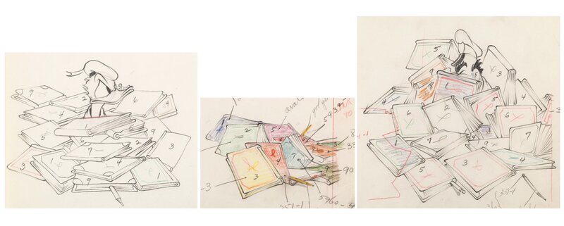 The Autograph Hound Donald Duck Animation Color Model Drawings Group of 3 (Walt Disney, 1939) - Sketch