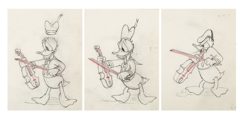 The Autograph Hound Donald Duck Animation Drawing Sequence of 3 (Walt Disney, 1939) - Œuvre originale