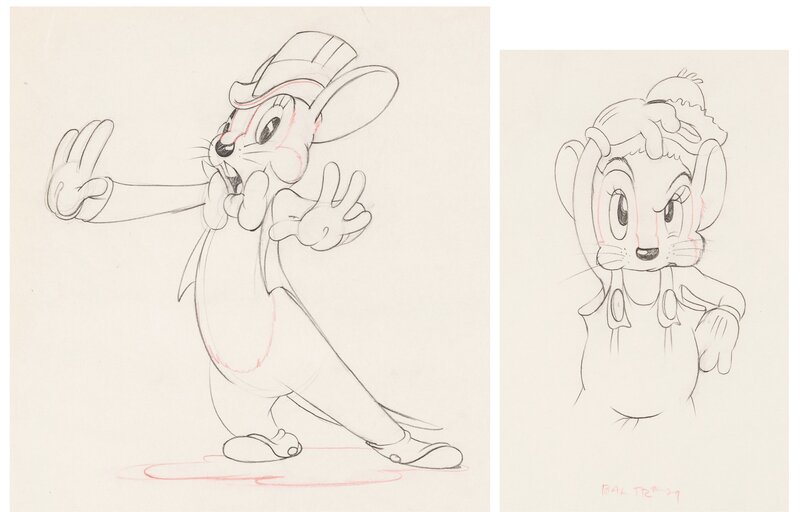 The Country Cousin Abner and Monty Animation Drawing Group of 2 (Walt Disney, 1936) - Sketch