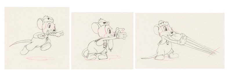 The Country Cousin Abner Animation Drawing Group of 3 (Walt Disney, 1936) - Sketch
