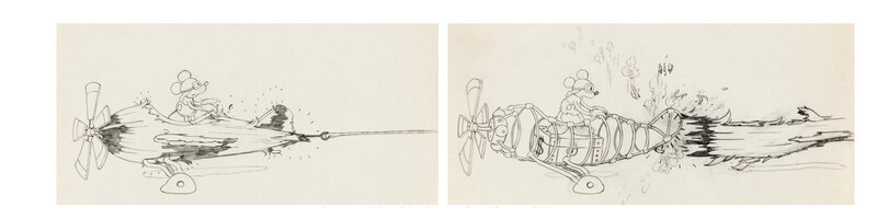 The Mail Pilot Mickey Mouse Animation Drawing Sequence of 2 (Walt Disney, 1933) - Dédicace