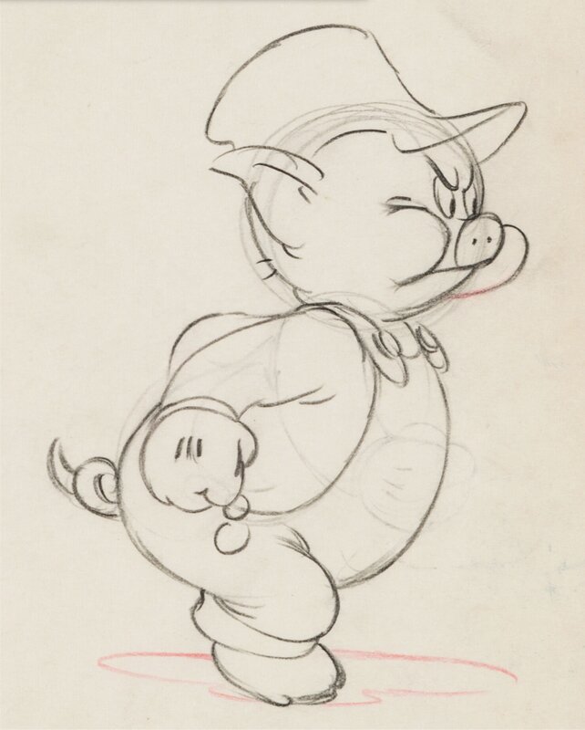 The Practical Pig Silly Symphony Practical Pig Animation Drawing (Walt Disney, 1939) - Original art