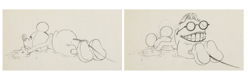 Touchdown Mickey Mickey Mouse Animation Drawings Sequence of 2 (Walt Disney, 1932) - Dédicace