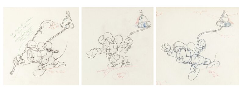 Tugboat Mickey Mickey Mouse Animation Drawings Sequence of 3 (Walt Disney, 1940) - Dédicace