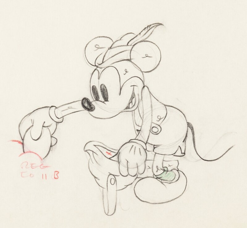 Alpine Climbers Mickey Mouse Animation Drawing (Walt Disney, 1936) - Dédicace