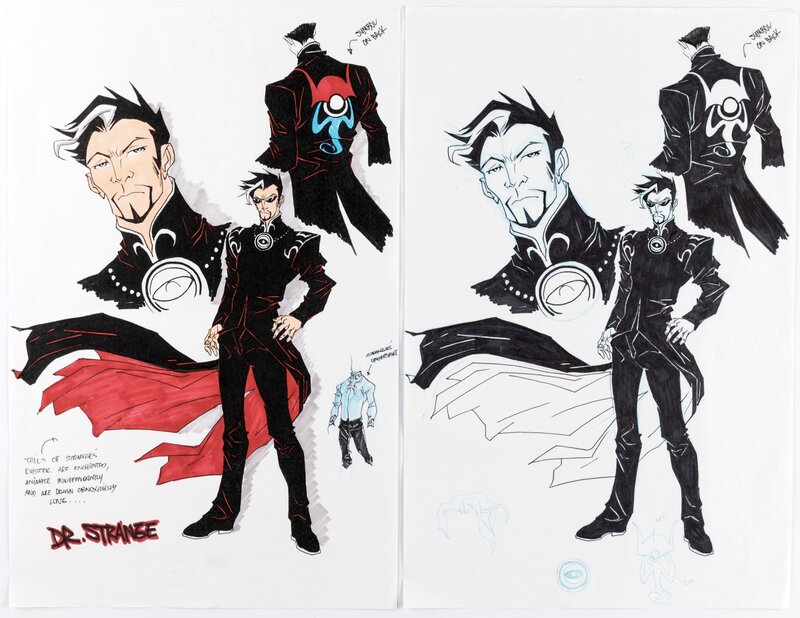 Doctor Strange The Sorcerer Supreme Concept Drawing Group of 4 (Marvel Studios, c. 2005-07) - Dédicace
