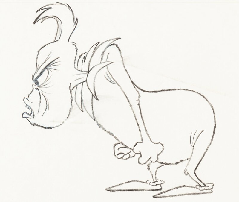Dr. Seuss' How the Grinch Stole Christmas Grinch Animation Drawing (MGM, 1966) - Dédicace
