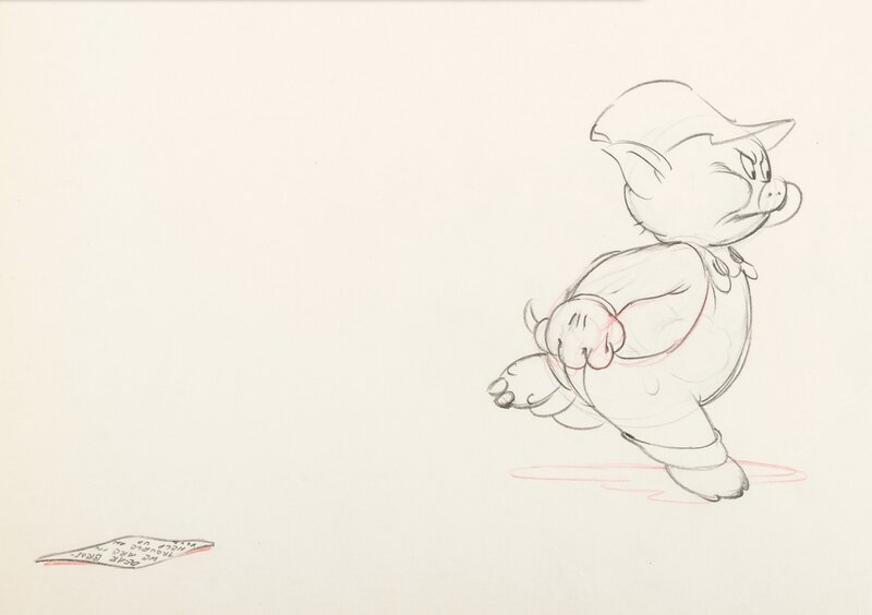 Silly Symphonies The Practical Pig Practical Pig and Letter Animation Drawing (Walt Disney, 1939) - Dédicace