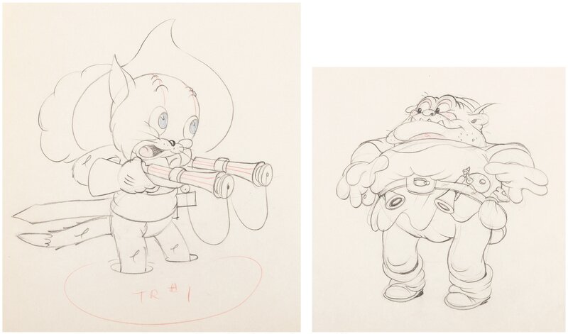 Silly Symphonies The Robber Kitten Ambrose and Dirty Bill Animation Drawing Group of 2 (Walt Disney, 1935) - Sketch