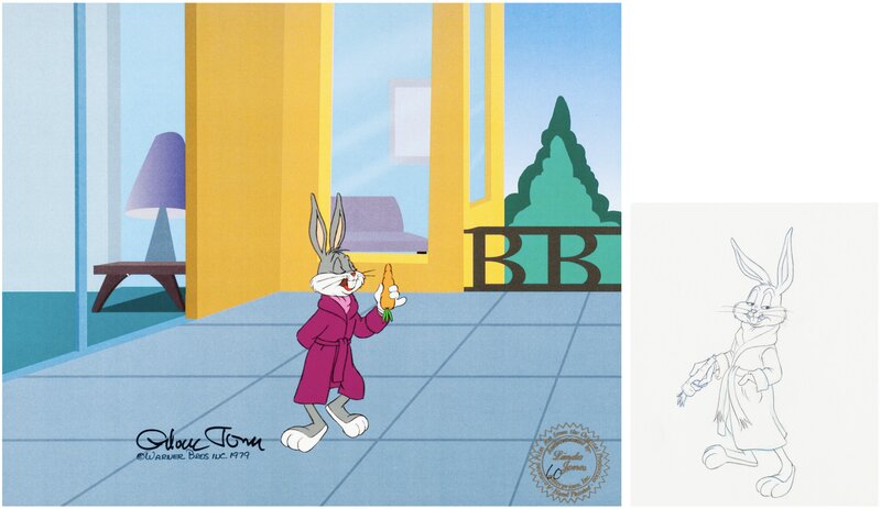 The Bugs Bunny/Road Runner Movie Bugs Bunny Animation Drawing and Production Cel Signed by Chuck Jones Group (Warner Brothers, 1 - Original art
