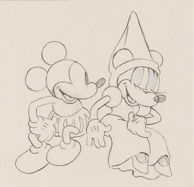 Ye Olden Days Mickey Mouse and Minnie Mouse Animation Drawing (Walt Disney, 1933) (2) - Dédicace