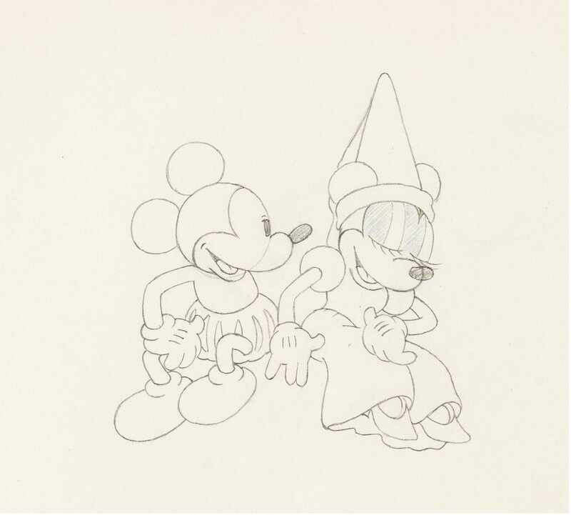 Ye Olden Days Mickey Mouse and Minnie Mouse Animation Drawing (Walt Disney, 1933) - Sketch