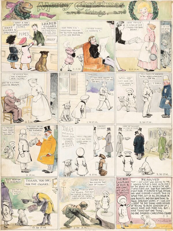 Richard F. Outcault Buster Brown Sunday Comic Strip Original Art (Newspaper Feature Service, c. 1910s). - Planche originale