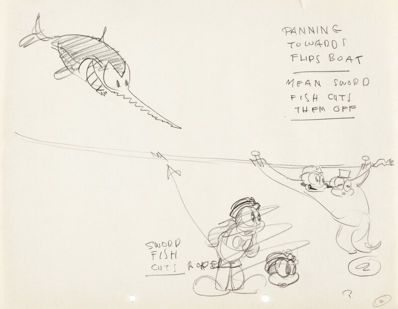 Stormy Seas Flip the Frog Animation Drawing by Ub Iwerks (MGM, 1932) - Dédicace