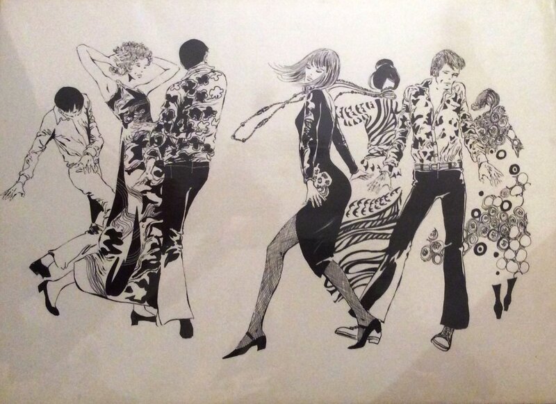 En vente - Crepax Early Disco Art 1960's - Illustration originale