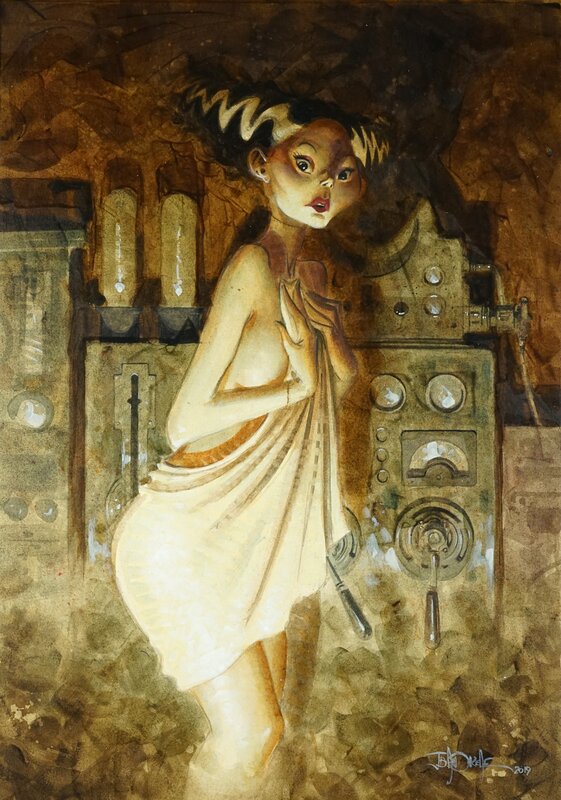 Jean-Baptiste Andréae, La fiancée de Frankenstein - Illustration originale