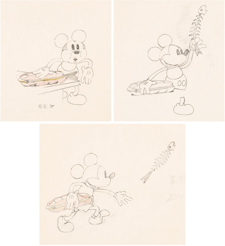Building a Building Mickey Mouse Animation Drawings Sequence of 3 (Walt Disney, 1933) - Dédicace