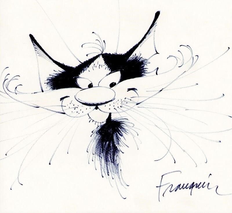 Le chat de Gaston par André Franquin - Illustration originale