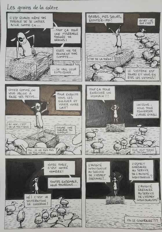 En vente - La brebis galeuse par Muriel Lacan - Planche originale